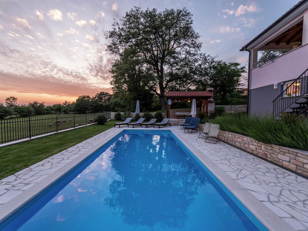 Modern and luxury house, situated on a private plot with large garden and pool