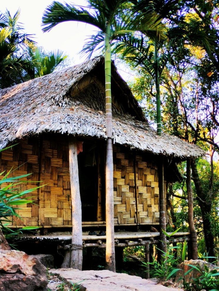 Traditional hut made of bamboo and in A shape 