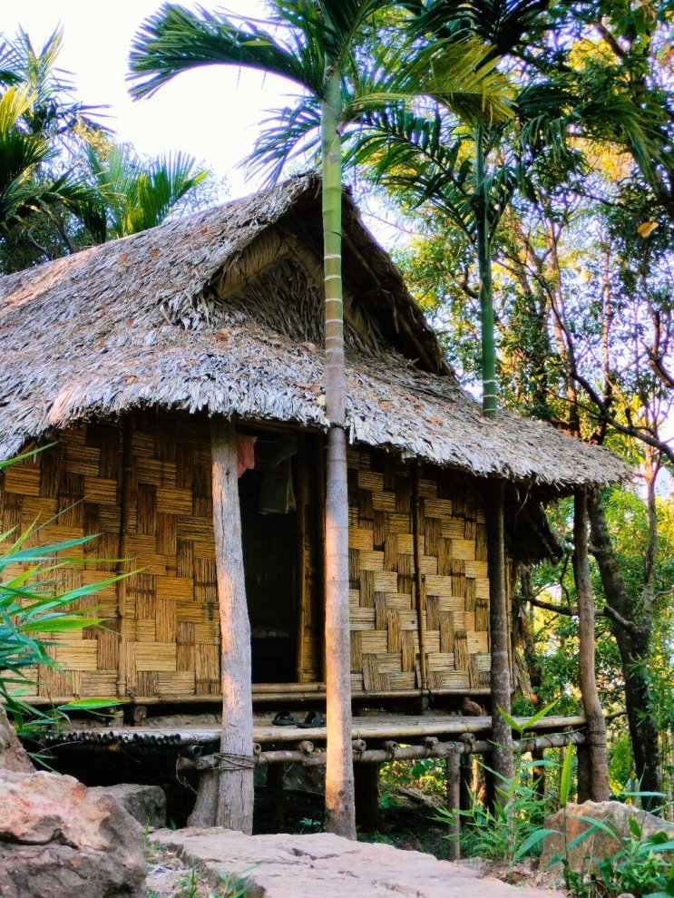 Traditional hut made of bamboo and in A shape 