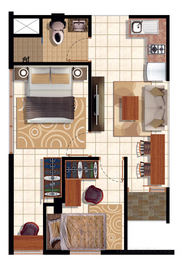 42平方米2臥室公寓(馬腰蘭) - 有1間私人浴室