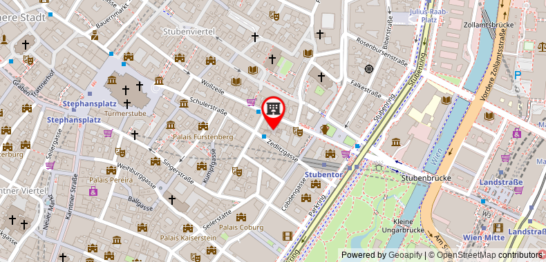在地图上查看維也納市中心私人5星級公寓