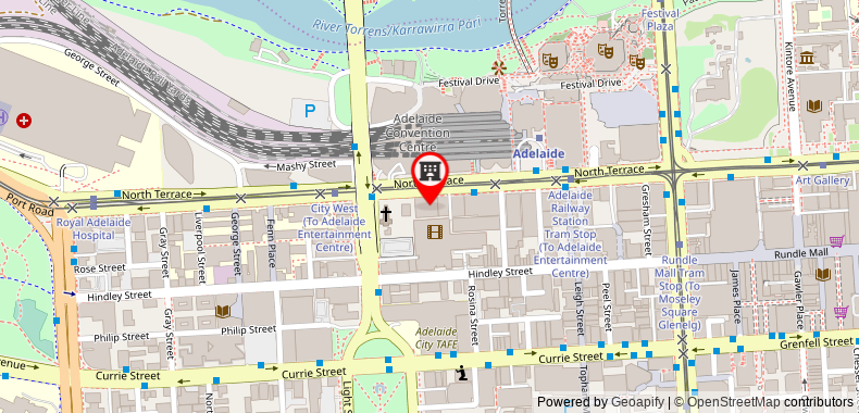 在地图上查看阿德萊德大使館盛橡套房酒店