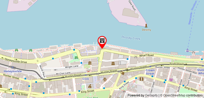 Rydges Newcastle on maps