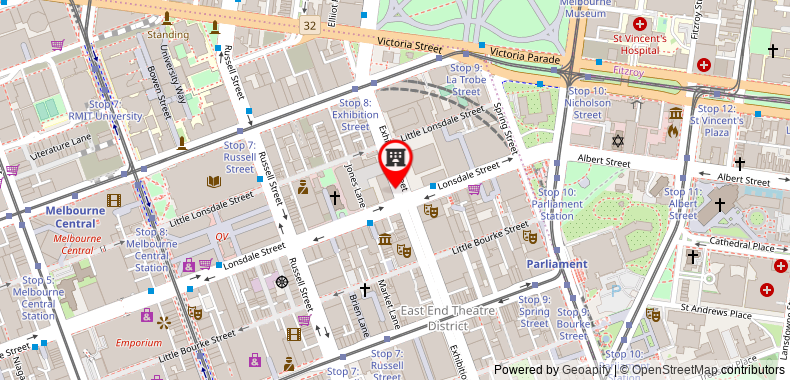 Bản đồ đến Khách sạn Melbourne Marriott