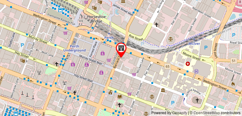 在地图上查看珀斯巴拉克廣場阿迪娜公寓酒店