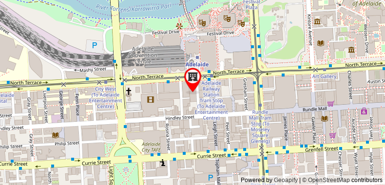 Bản đồ đến Khách sạn Grosvenor Adelaide