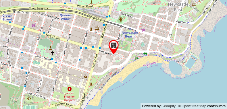Bản đồ đến Novotel Newcastle Beach