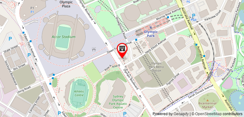 在地图上查看宜必思悉尼奧林匹克公園酒店