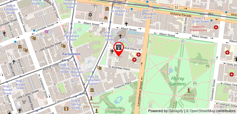 Bản đồ đến Park Hyatt Melbourne