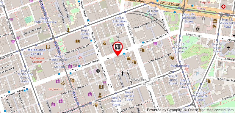 Hotel Grand Chancellor Melbourne on maps