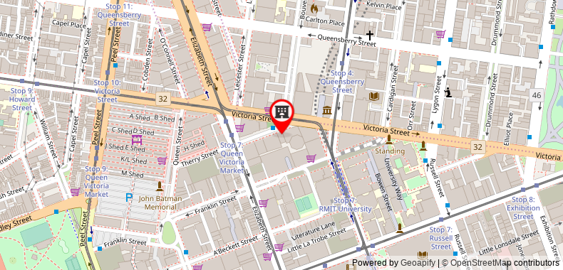Bản đồ đến Khách sạn ibis Melbourne & Apartments