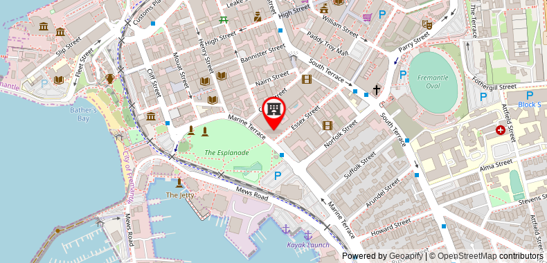 在地图上查看里吉斯弗里曼特爾濱海酒店