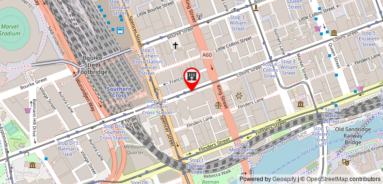 在地图上查看50平方米1臥室公寓(墨爾本CBD商業中心區) - 有1間私人浴室