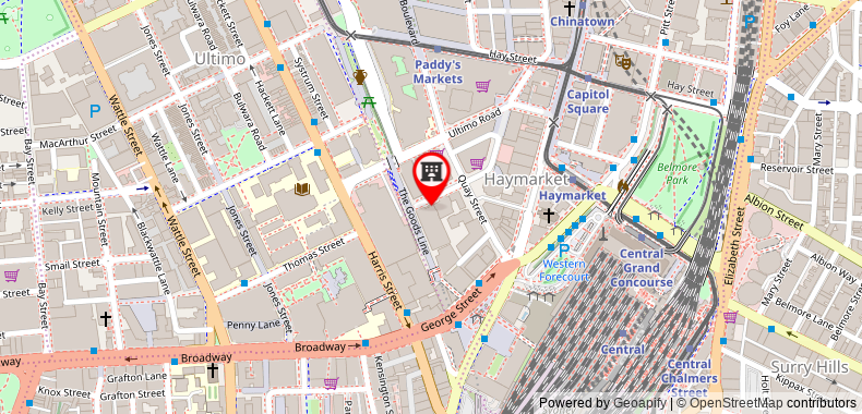 Bản đồ đến Novotel Sydney Central