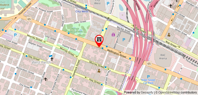 Bản đồ đến Khách sạn Perth Central City Stay Apartment