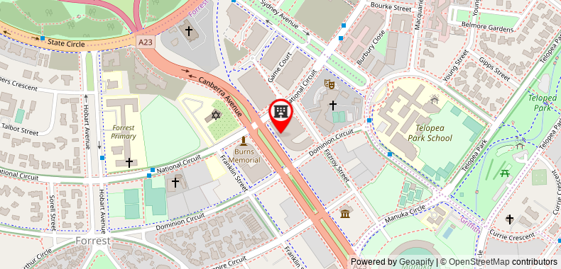 Rydges Canberra on maps
