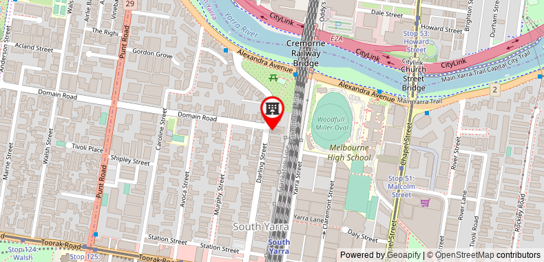 Bản đồ đến Khách sạn Adina Apartment South Yarra Melbourne
