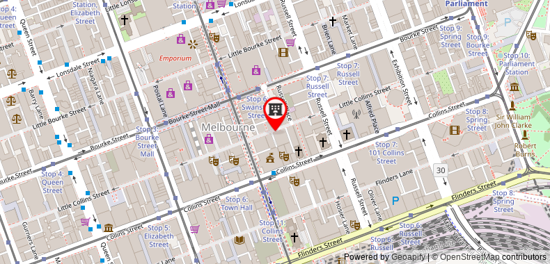 The Victoria Hotel Melbourne on maps