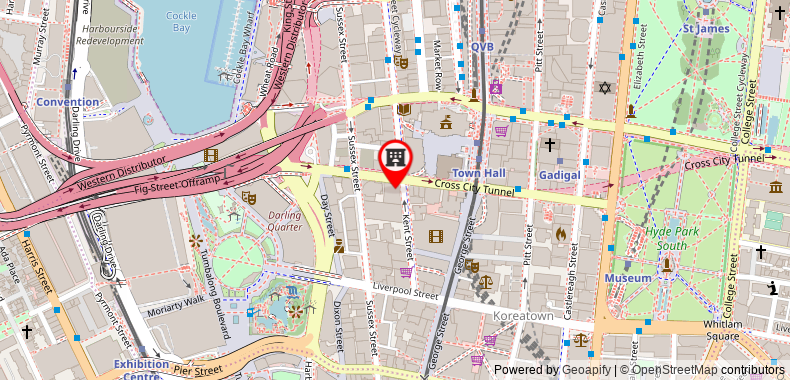 Bản đồ đến Khách sạn Adina Apartment Sydney Town Hall