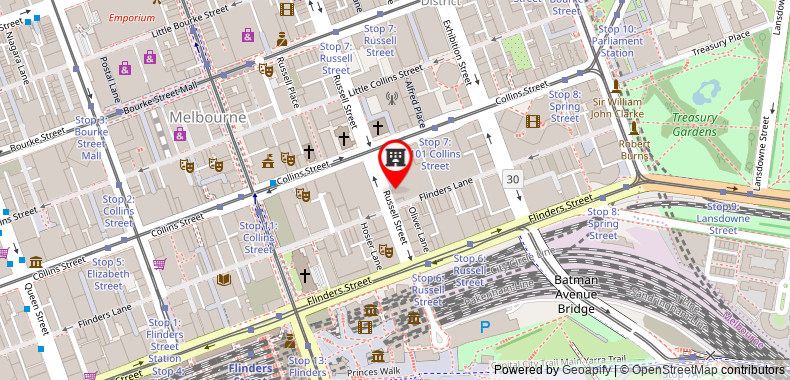 Bản đồ đến Grand Hyatt Melbourne