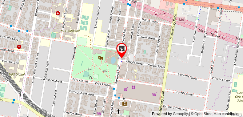 Bản đồ đến Crowne Plaza Sydney Burwood