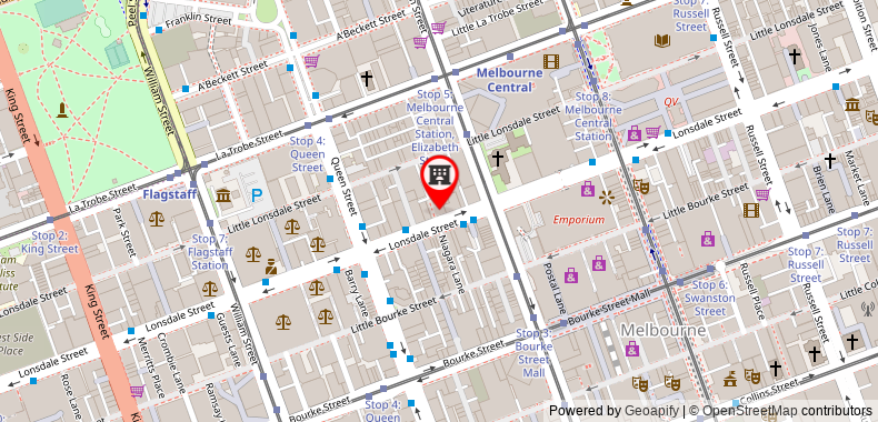 Bản đồ đến Voco Melbourne Central