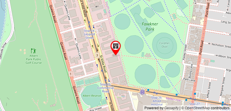 Bản đồ đến Pride Fawkner Apartment Bay-view LX FREE GYM/POOL
