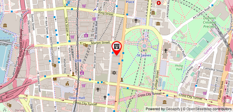 在地图上查看悉尼海德公園喜來登大酒店