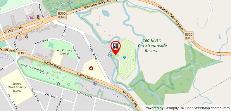 Bản đồ đến Yea Riverside Caravan Park
