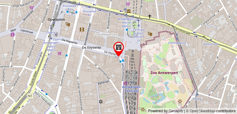 Bản đồ đến Khách sạn Leonardo Antwerpen