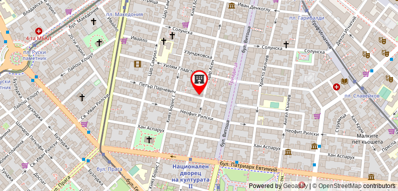 在地图上查看65平方米1臥室公寓 (索菲亞市中心) - 有1間私人浴室