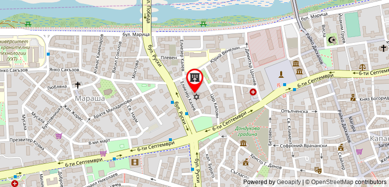 在地图上查看15平方米1臥室公寓 (普羅夫迪夫市中心) - 有1間私人浴室