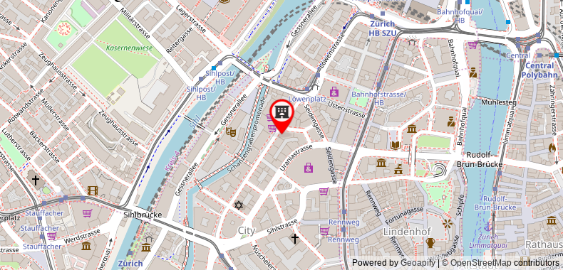 在地图上查看設計&生活方式蘇黎世城市酒店