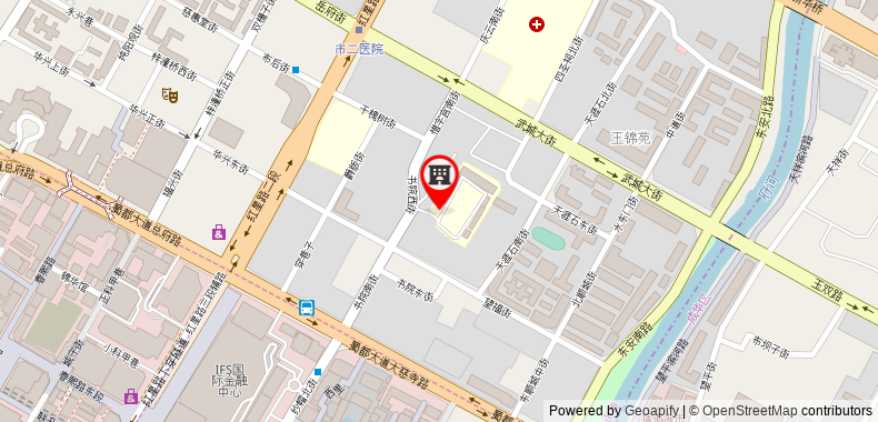 Panda Base/Jinli Wuhou Temple / wide narrow alley on maps