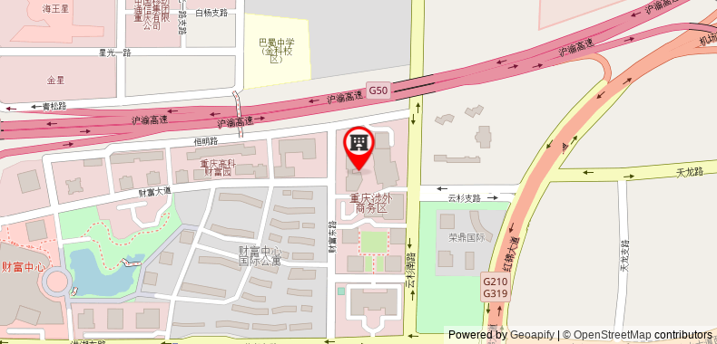 在地图上查看重慶兩江新區高科希爾頓酒店