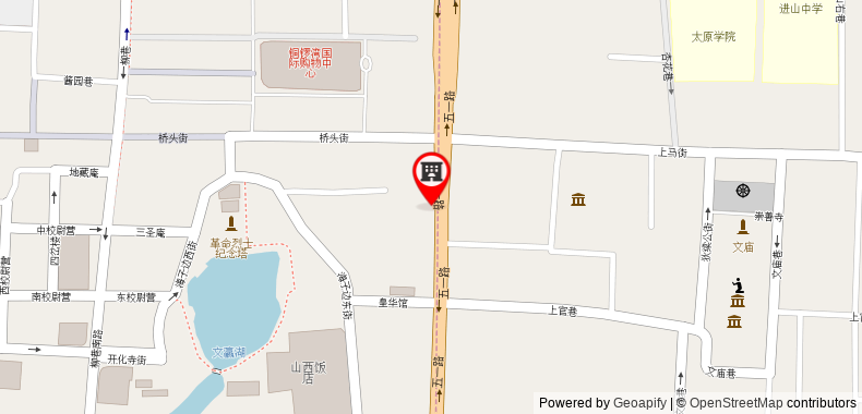 Jinjiang Inn Taiyuan Liu Xiang on maps