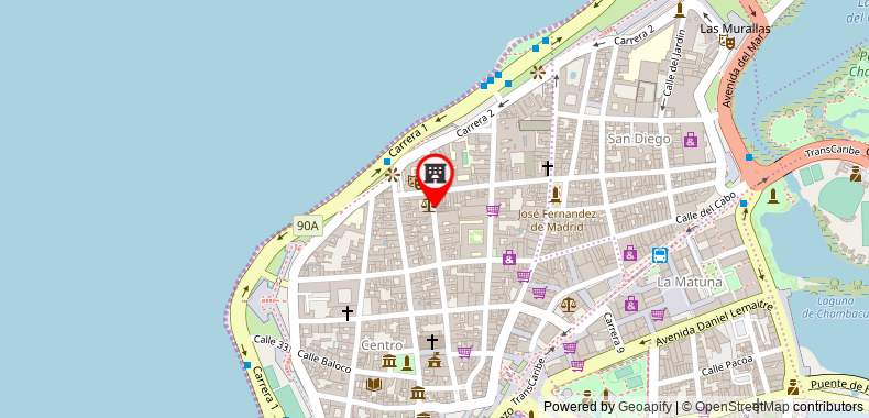 Bản đồ đến Khách sạn Casa Real Cartagena