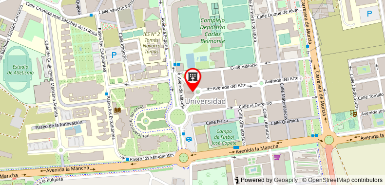 Bản đồ đến Khách sạn Universidad