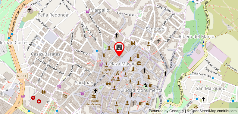在地图上查看卡塞雷斯馬約爾廣場蘇活精品酒店