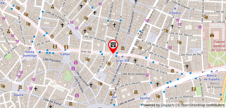 Bản đồ đến Khách sạn Madrid Gran Via 25 Affiliated by Meliá