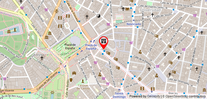 Bản đồ đến Khách sạn Madrid Plaza de España Affiliated by Meliá