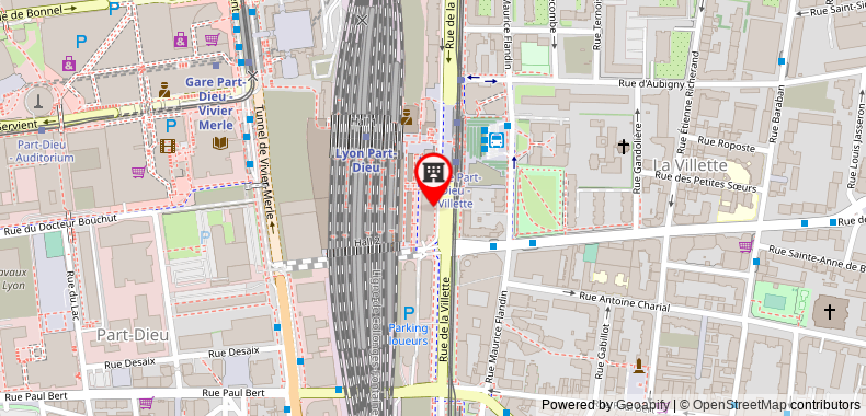 在地图上查看宜必思快捷里昂中心酒店-巴迪歐車站