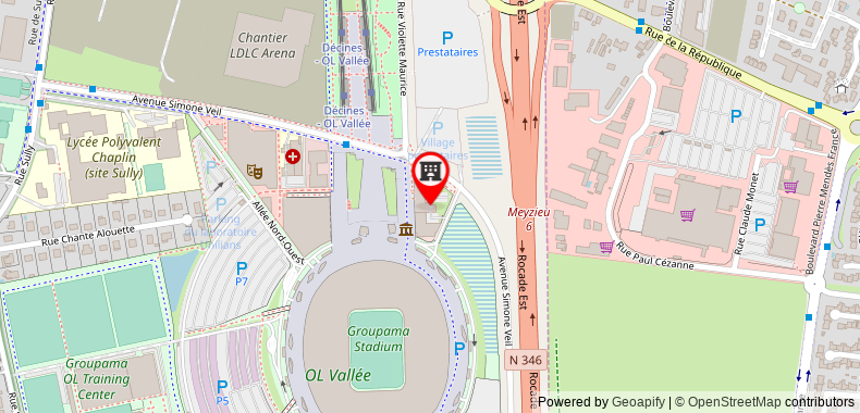 KOPSTER Hotel Lyon Groupama Stadium on maps