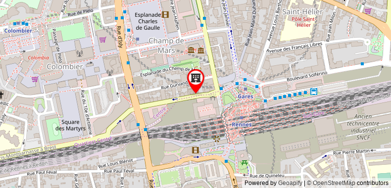 Bản đồ đến Khách sạn Atlantic Rennes Centre Gare