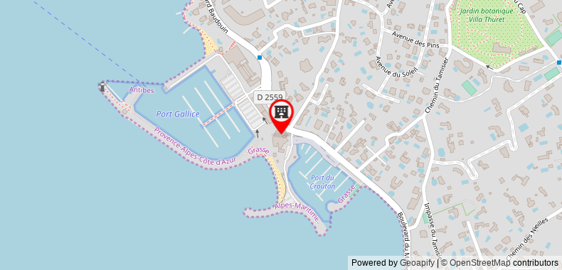 Bản đồ đến Khách sạn Cap d'Antibes Beach