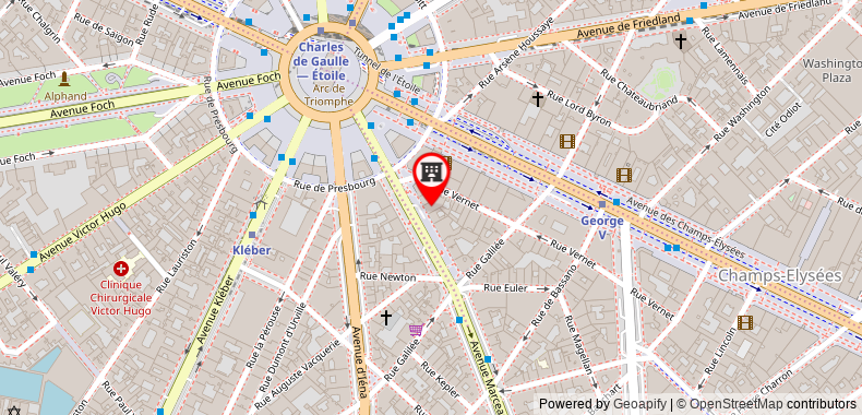 在地图上查看巴黎香榭麗舍大街麗笙酒店