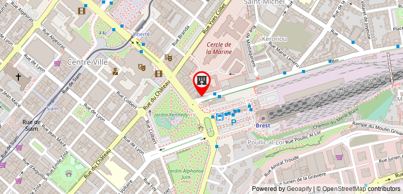 Bản đồ đến Khách sạn Cit' Brest Centre Gare
