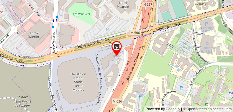 Bản đồ đến Khách sạn B&B Lille Grand Stade