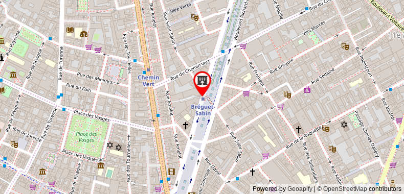 Bản đồ đến Khách sạn Marais Bastille