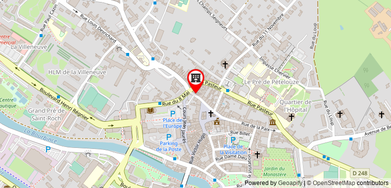 Bản đồ đến Khách sạn The Originals Boutique, Hostellerie des Trois Pigeons, Paray-le-Monial (Inter-)